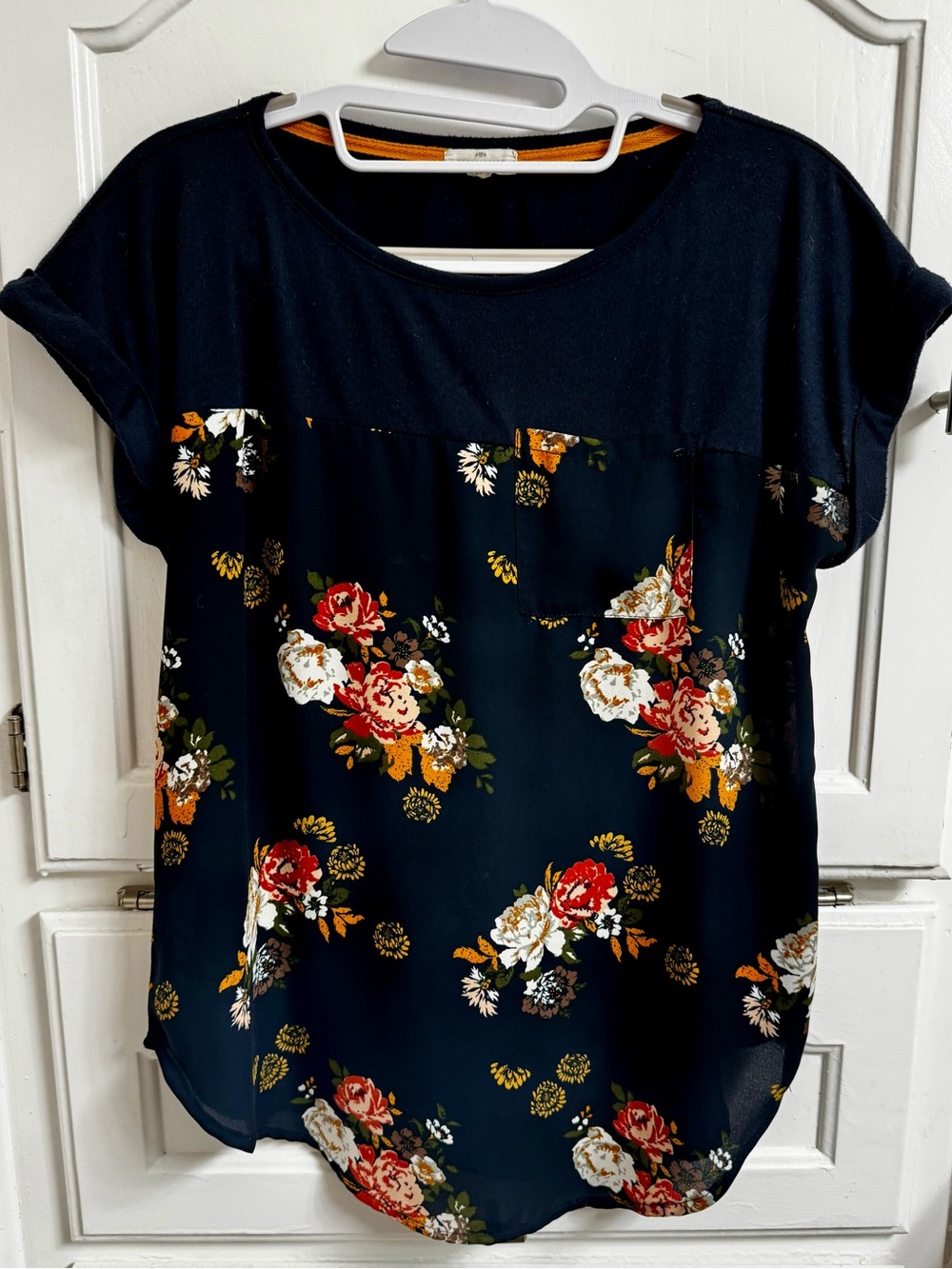 Mason & Belle Mixed Media Floral Cuffed Sleeve Top | Women’s Small - Picture 2 of 10